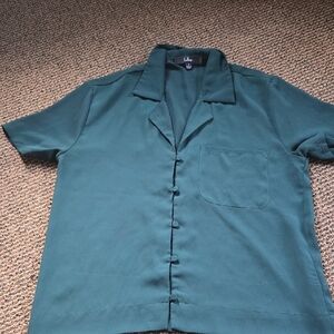 Lulu's Deep Emerald Green Button Down Blouse